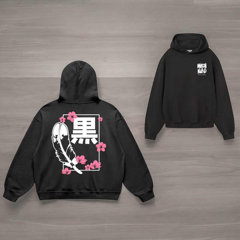 Kuro Feather Kanji Oversize Hoodie