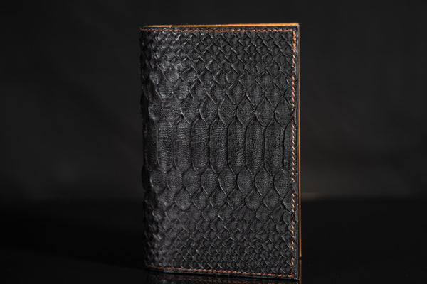 black python passport travel wallet